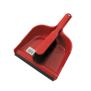 Dust Pan & Brush Set - STIFF Brush RED